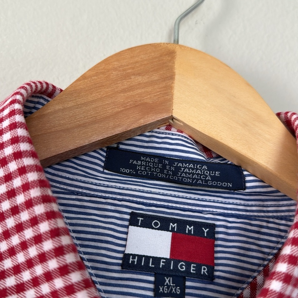 Tommy Hilfiger Red Casual Gingham Button Down Shirt XL - Picture 5 of 6